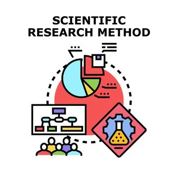 Scientific research method process analyzing data and experimentation Stock Illustration