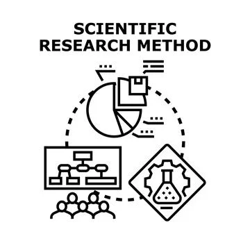 Scientific research method process analyzing data and experimentation Stock Illustration