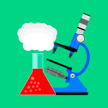 Scientific research microscope and bulb Stock Illustration