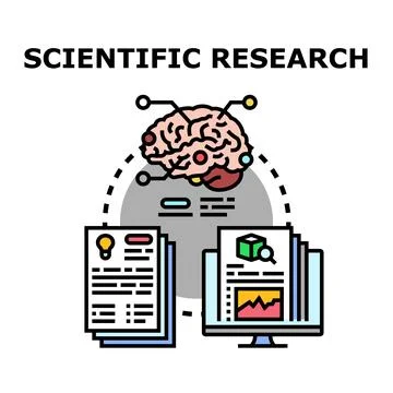 Scientific research process connecting ideas and data analysis Stock Illustration