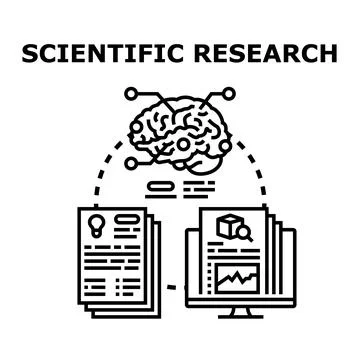 Scientific research process connecting ideas and data analysis Stock Illustration