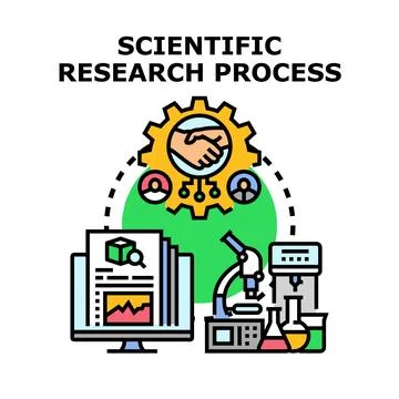 Scientific research process illustrating collaboration and experimentation Stock Illustration