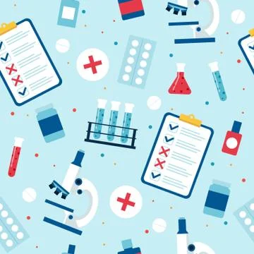 Scientific research seamless pattern. Vector illustration in flat style Illustration