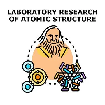 Scientific research studying atomic structure and molecular science Stock Illustration