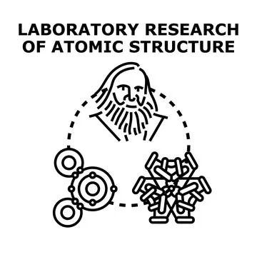 Scientific research studying atomic structure and molecular science Stock Illustration
