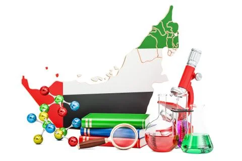 Scientific research in UAE concept, 3D rendering Stock Illustration