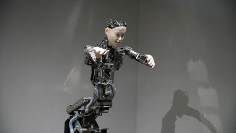 A scientific robotic control structure al the science museum. Stock Footage 159866844