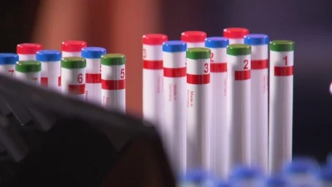 Scientific samples are checked Video stock 73698686