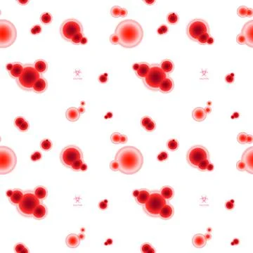 Scientific seamless pattern with red molecules Stock Illustration
