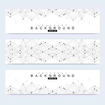 Scientific set of modern vector banners. DNA molecule structure with connec.. Stock Illustration