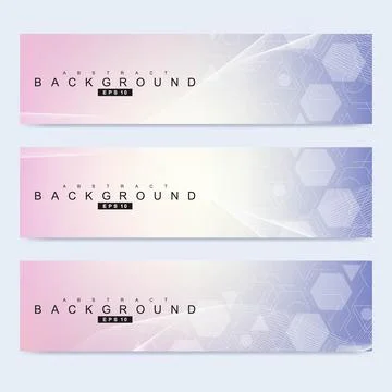 Scientific set of modern vector banners. DNA molecule structure with connec.. Illustrazione stock