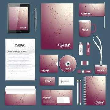 Scientific set of vector corporate identity template. Modern stationery mock-up 库存插图