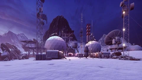 Scientific station complex on the planet Video stock 245913019