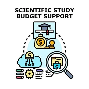 Scientific study budget support concept for research funding Stock Illustration