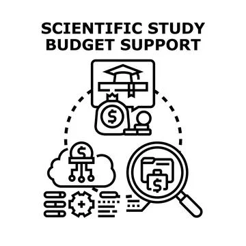 Scientific study budget support concept for research funding Stock Illustration