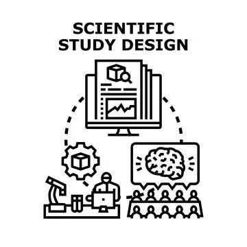 Scientific study design process developing research concept Stock Illustration