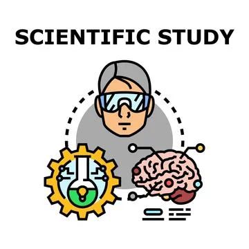 Scientific study in laboratory and brain research Stock Illustration