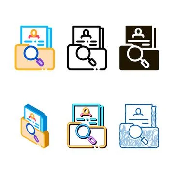 Scientific study of personal human resource icon vector multipack outline Stock Illustration