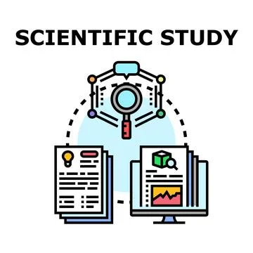 Scientific study process analyzing research data and development Stock Illustration