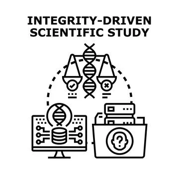 Scientific study upholding integrity, ethics, and data analysis 库存插图