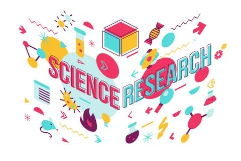 Scientific study word concept banner design Stock Illustration