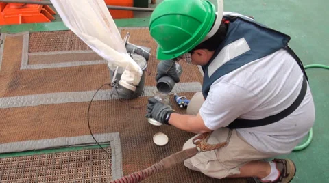 Scientific taking samples of an ocean microorganisms from a Bongo nets Stock Footage 36460147