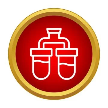 Scientific testing process icon with two laboratory tubes 스톡 일러스트