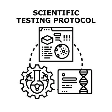 Scientific testing protocol for research and development Stockillustratie