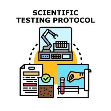 Scientific testing protocol researching and analyzing illustration 스톡 일러스트