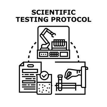 Scientific testing protocol researching and analyzing illustration Stock Illustration
