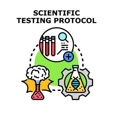 Scientific testing protocol researching laboratory analysis process Stock Illustration