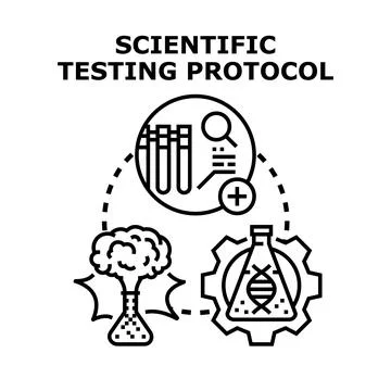 Scientific testing protocol researching laboratory analysis process Stock Illustration