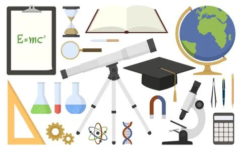 Scientific tools in flat design Stock Illustration