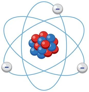 Scientific Vector Illustration of an Atom with Nucleus and Electrons Stock Illustration