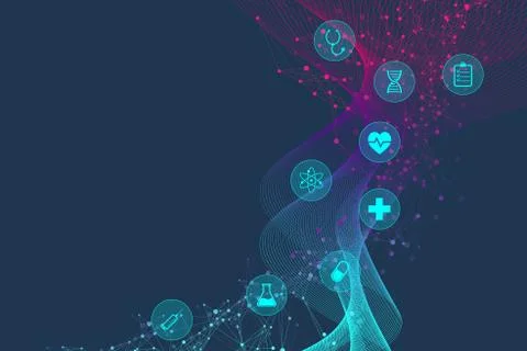Scientific vector illustration genetic engineering and gene manipulation conc Stock Illustration