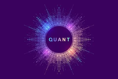 Scientific vector illustration quantum computer technology. Plexus fiction Illustrazione stock