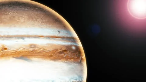 Scientific Visualization of Jupiter Planet in Cosmic Space with Detailed Su.. Stock Footage 337079432