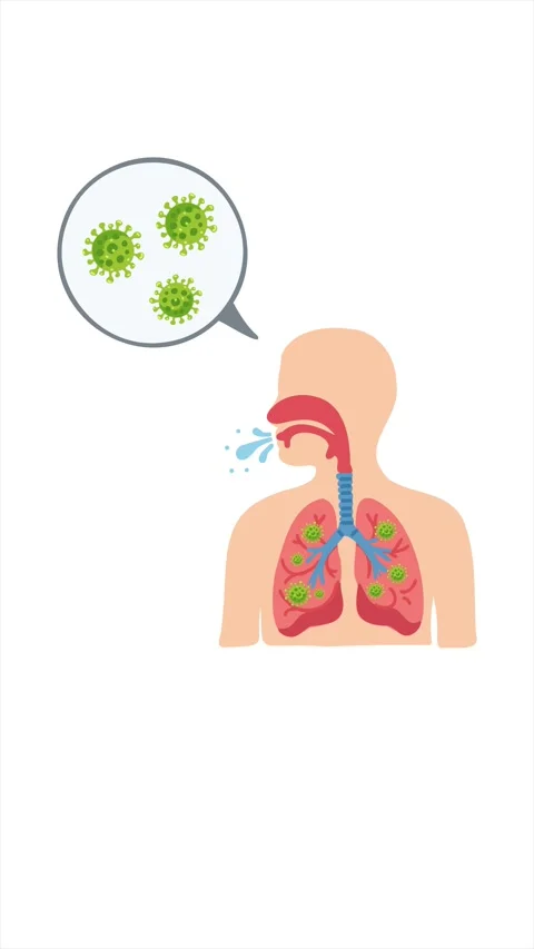 Scientific visualization of virus in lungs Stock Footage 334605461
