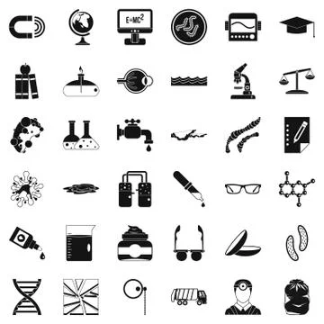 Scientific widget icons set, simple style Stock Illustration
