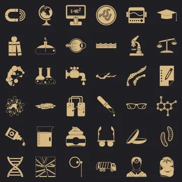Scientific widget icons set, simple style Stock Illustration