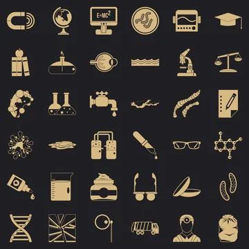 Scientific widget icons set, simple style Stock Illustration