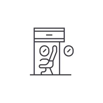 Scientific workplace  vector line icon, sign, illustration on backgroun Stock Illustration