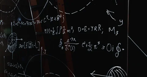 Scientific Writing On Black Board 2 Stock Footage