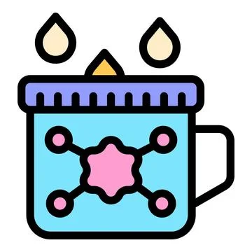 Scientist adding chemicals to liquid in beaker icon Stock Illustration