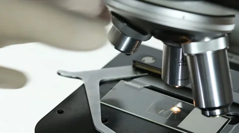 Scientist Adjusting Microscope Stock Footage 39375732