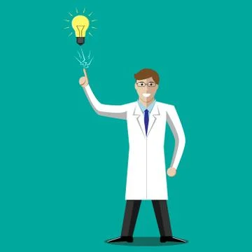 Scientist in aha moment Stock Illustration