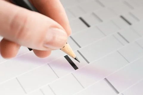Scientist analyzing DNA data in laboratory, closeup Stockfoto's