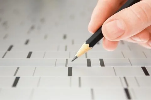 Scientist analyzing DNA data in laboratory, closeup Stockfoto's