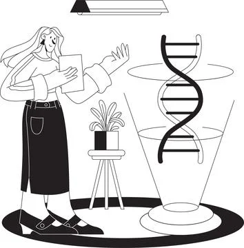 Scientist analyzing human dna structure graphic Stock Illustration