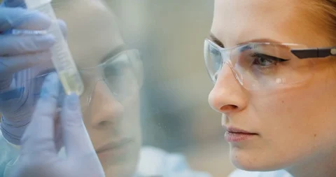 Scientist analyzing tubes at laboratory Stock-Footage 126254667